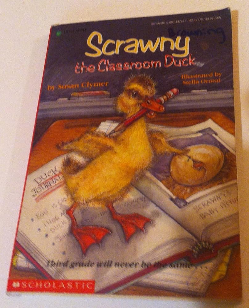 Scrawny the Classroom Duck cover Susan Clymer children's book ages 7-10 school story with duck character illustration