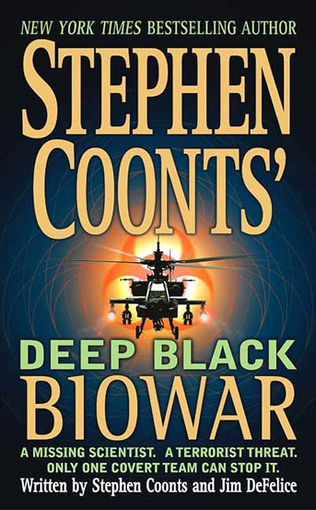 Biowar by Stephen Coonts book cover - Deep Black series Book 2 techno-thriller featuring bioterrorism and NSA operative Charlie Dean
