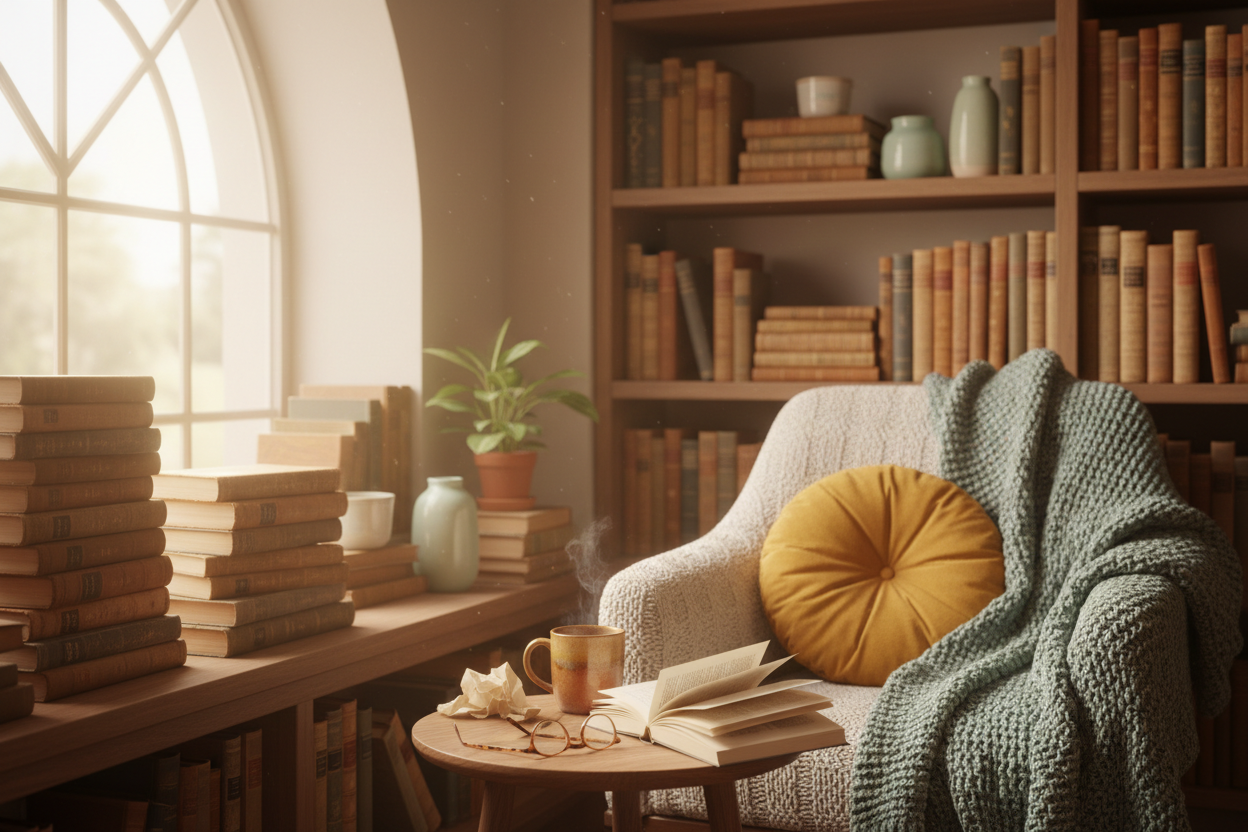 Cozy bookstore hero image