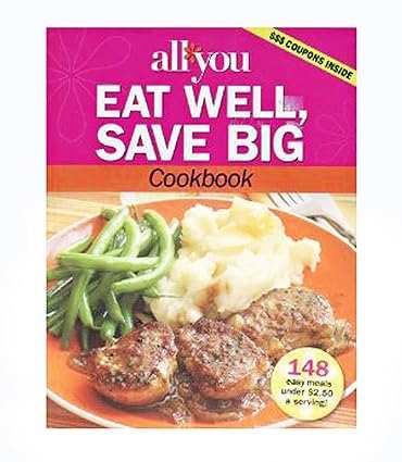 Eat Well Save Big cookbook cover showing budget-friendly recipe collection