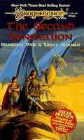 "The Second Generation Dragonlance fantasy novel by Margaret Weis and Tracy Hickman, used like new mass market paperback book cover